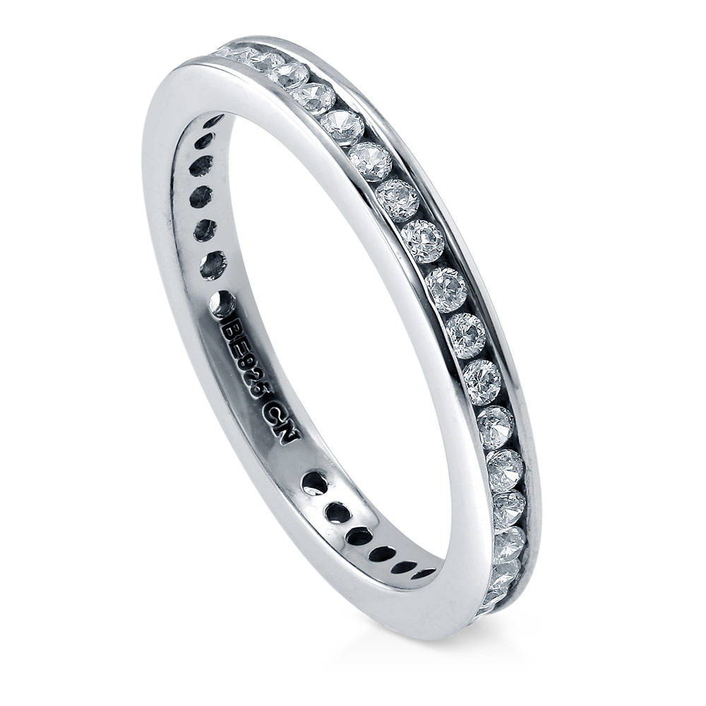 Front view of Channel CZ Eternity Ring in Sterling Silver, 3 of 5