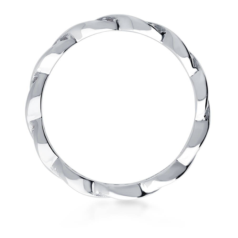 Angle view of Woven Pave Set CZ Eternity Ring in Sterling Silver, 4 of 7