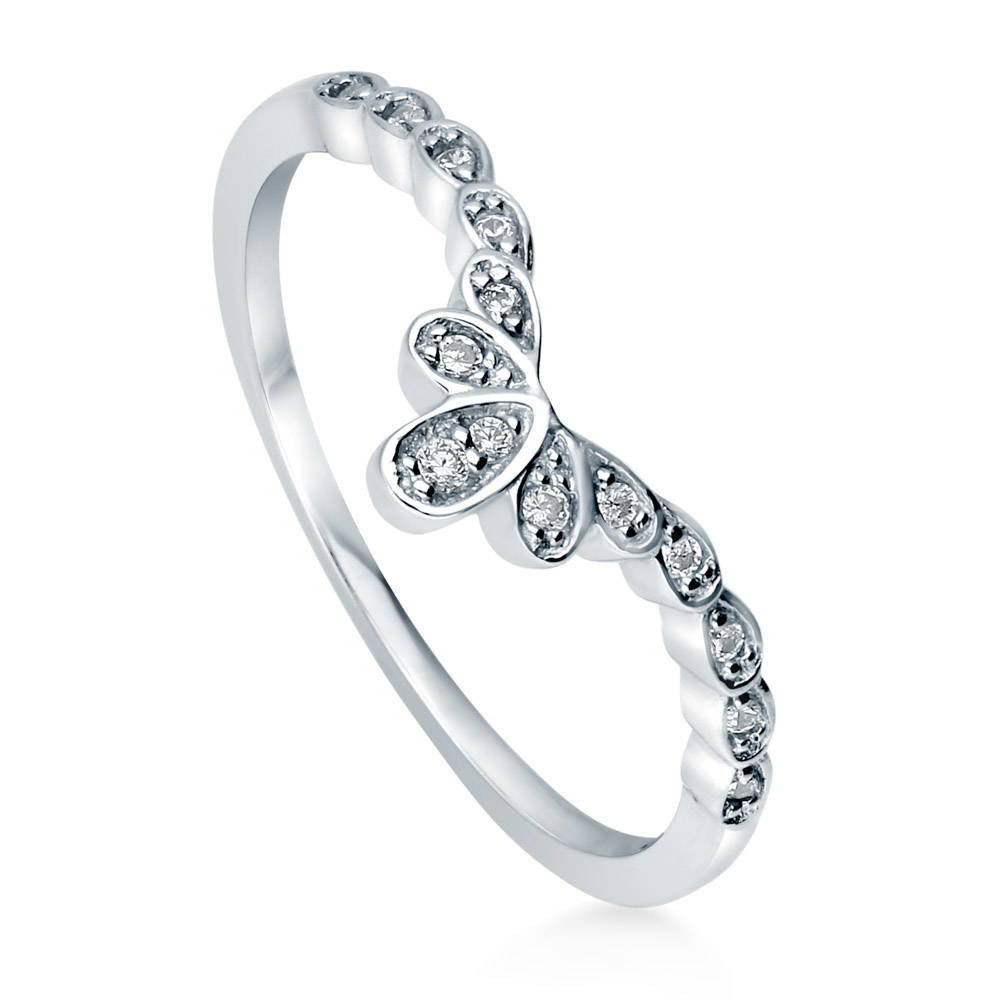 Front view of Flower Crown CZ Ring in Sterling Silver, 4 of 7