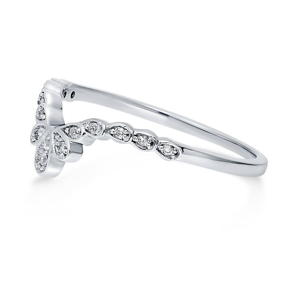 Angle view of Flower Crown CZ Ring in Sterling Silver, 5 of 7