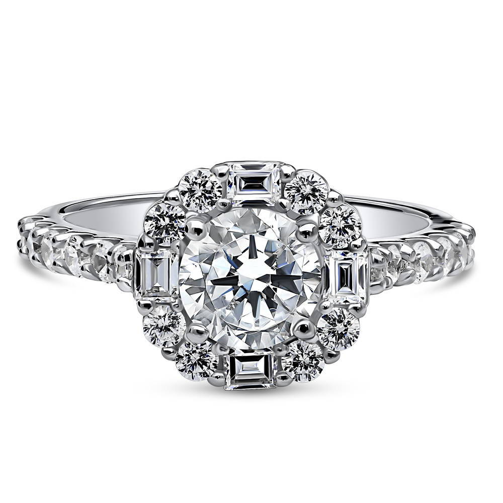 Halo Art Deco CZ Ring in Sterling Silver, 1 of 6