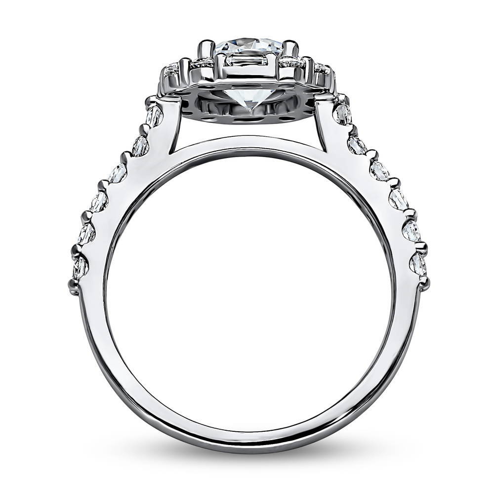 Alternate view of Halo Art Deco CZ Ring in Sterling Silver, 5 of 6