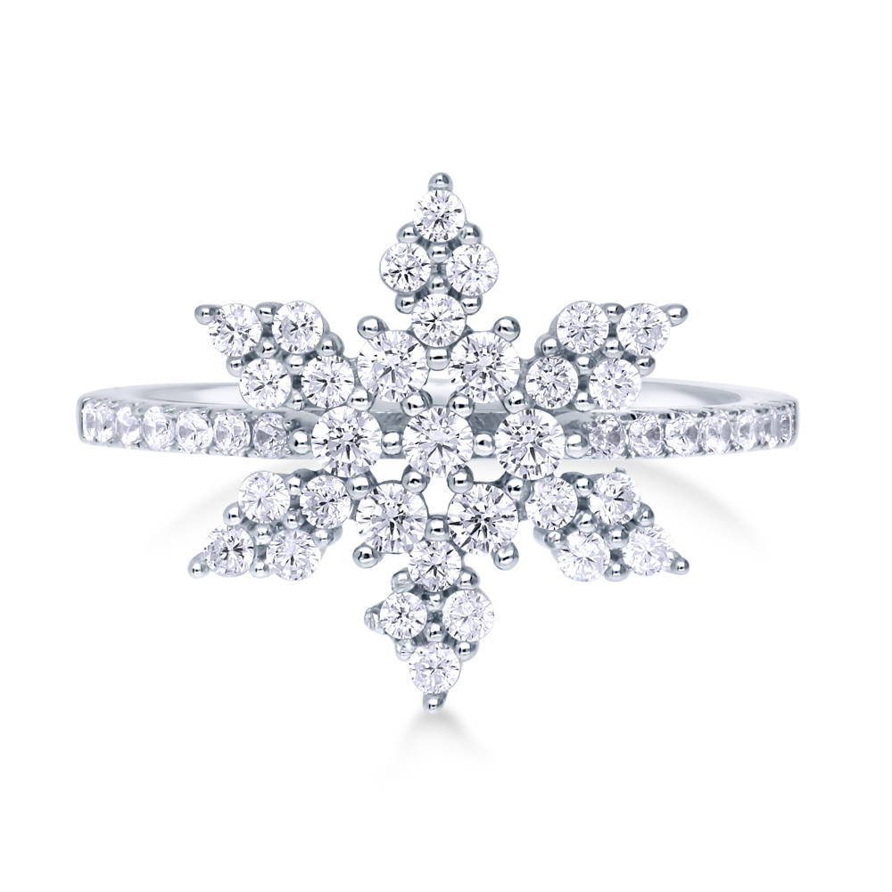 Snowflake CZ Ring in Sterling Silver, 1 of 11