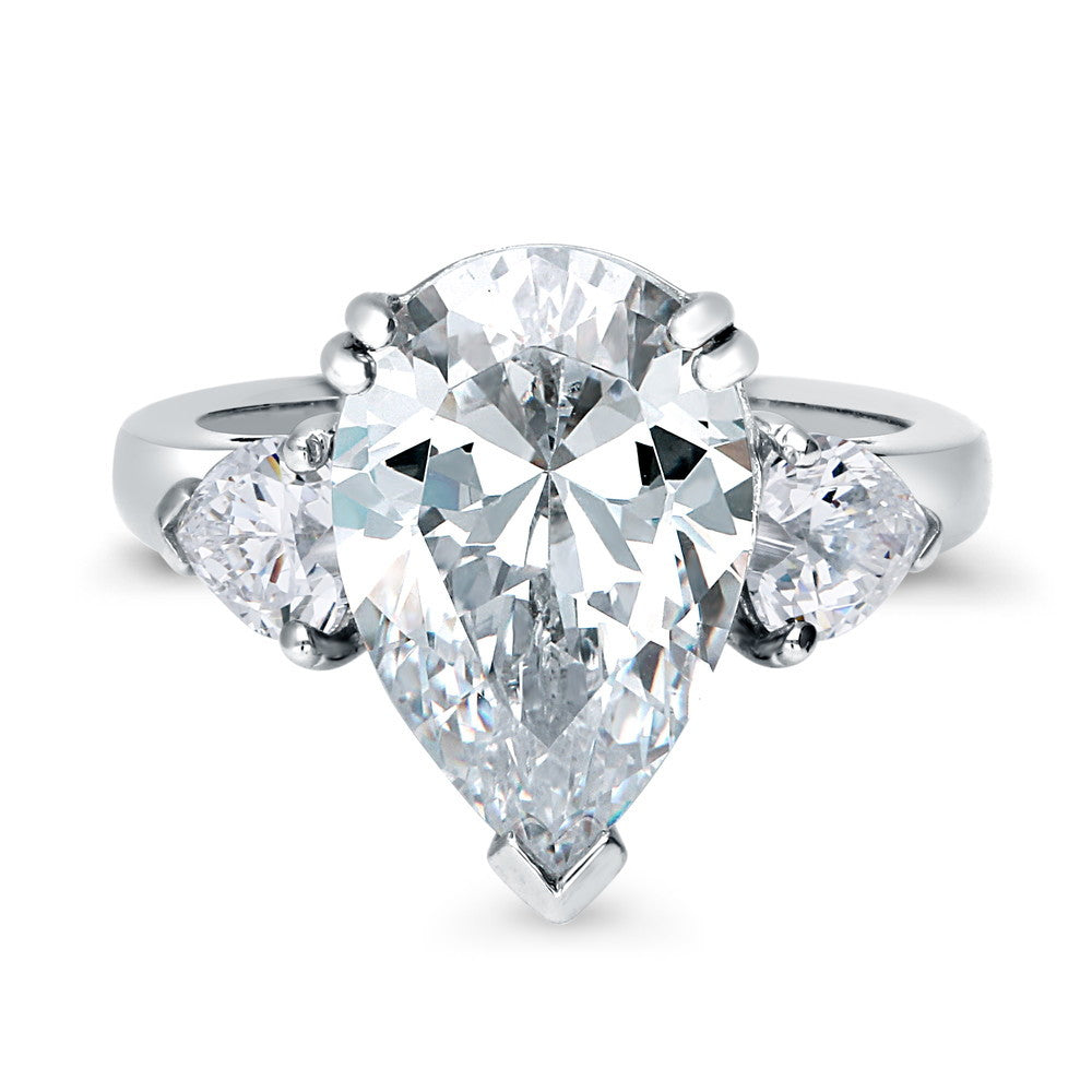 3-Stone Pear CZ Statement Ring in Sterling Silver