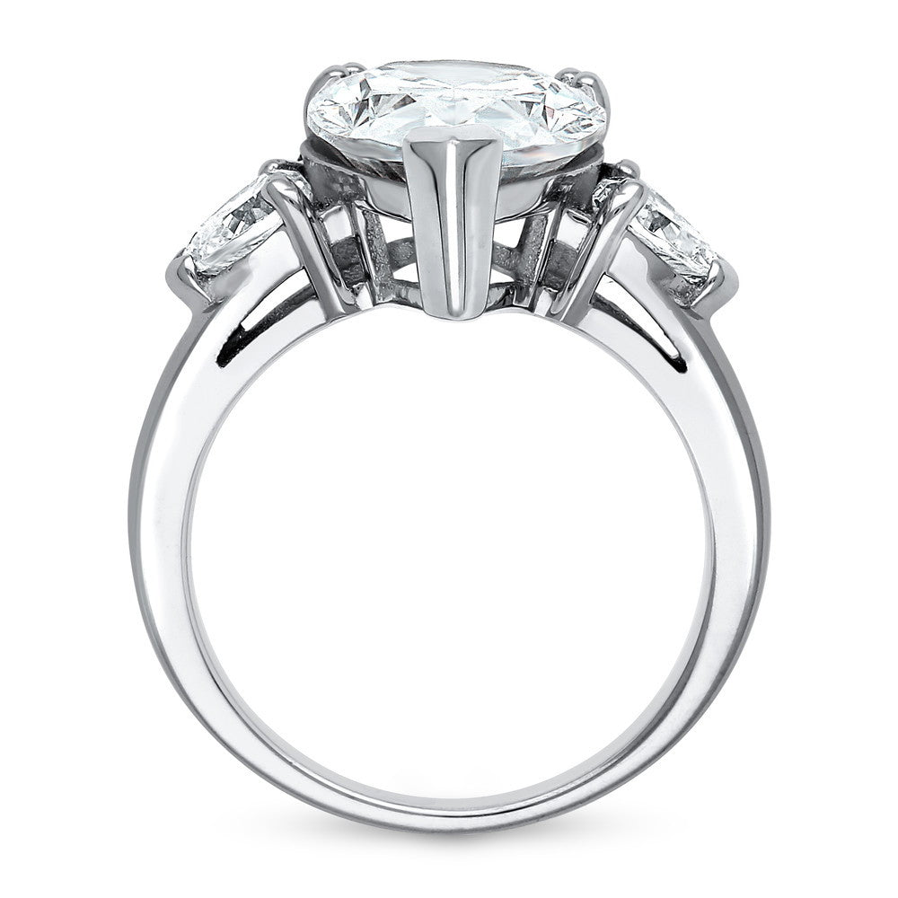 3-Stone Pear CZ Statement Ring in Sterling Silver