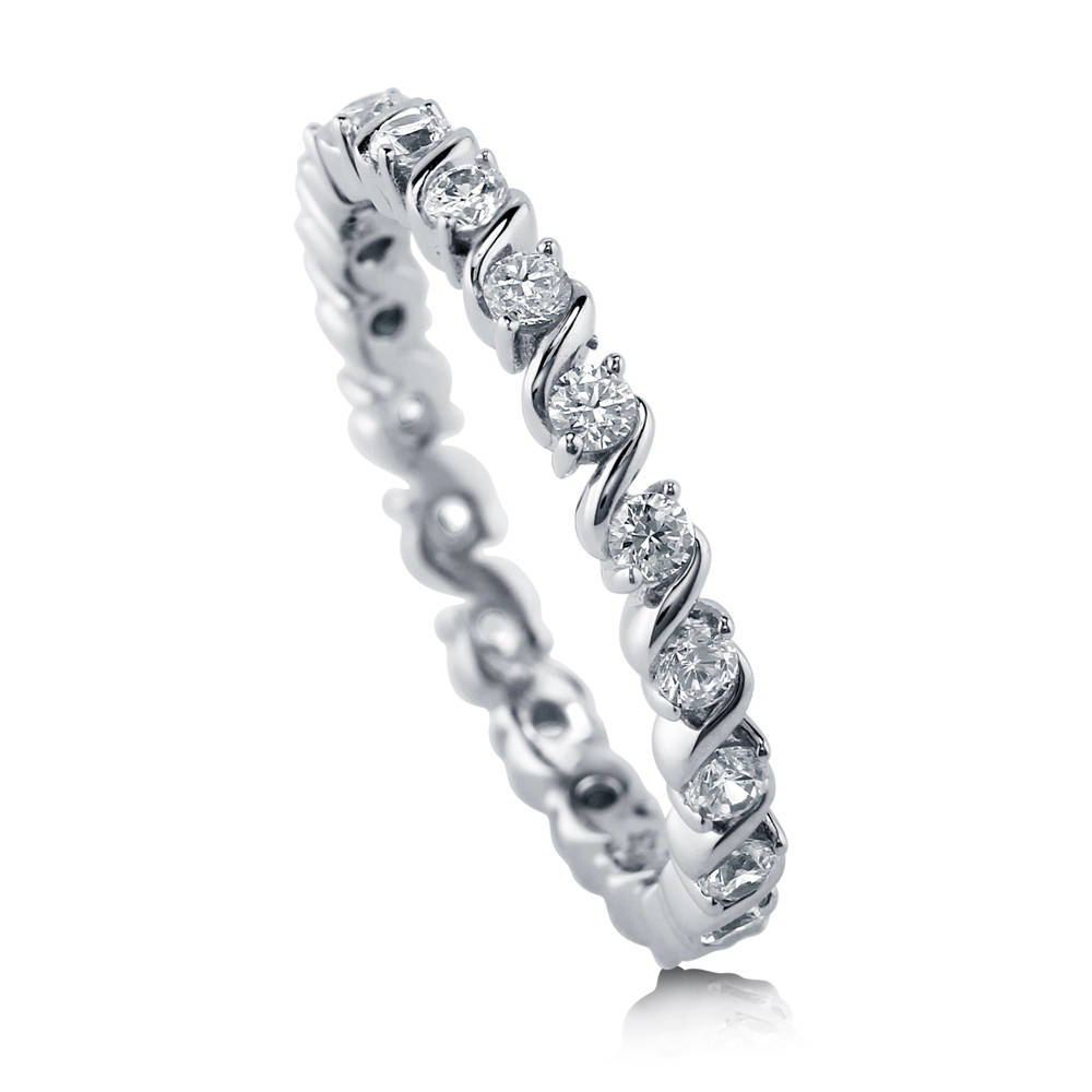 Front view of CZ Eternity Ring in Sterling Silver, 4 of 6