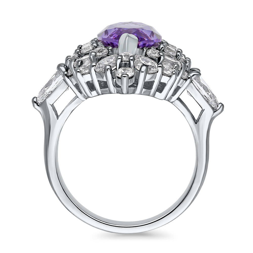 Alternate view of Halo Purple Marquise CZ Ring in Sterling Silver, 6 of 8