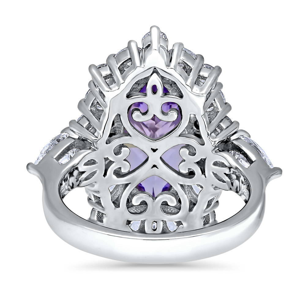 Side view of Halo Purple Marquise CZ Ring in Sterling Silver, 7 of 8