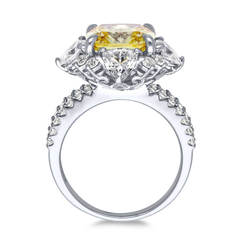 Alternate view of Halo Flower Canary Yellow CZ Split Shank Ring in Sterling Silver, 8 of 9