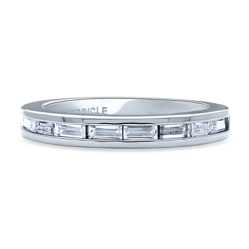 Channel Set Baguette CZ Half Eternity Ring in Sterling Silver