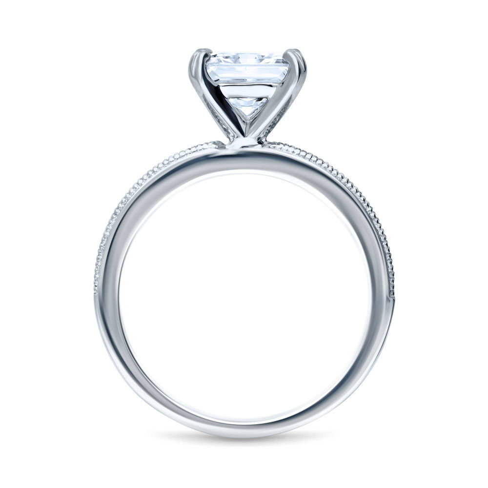 Solitaire 2ct Princess CZ Ring in Sterling Silver