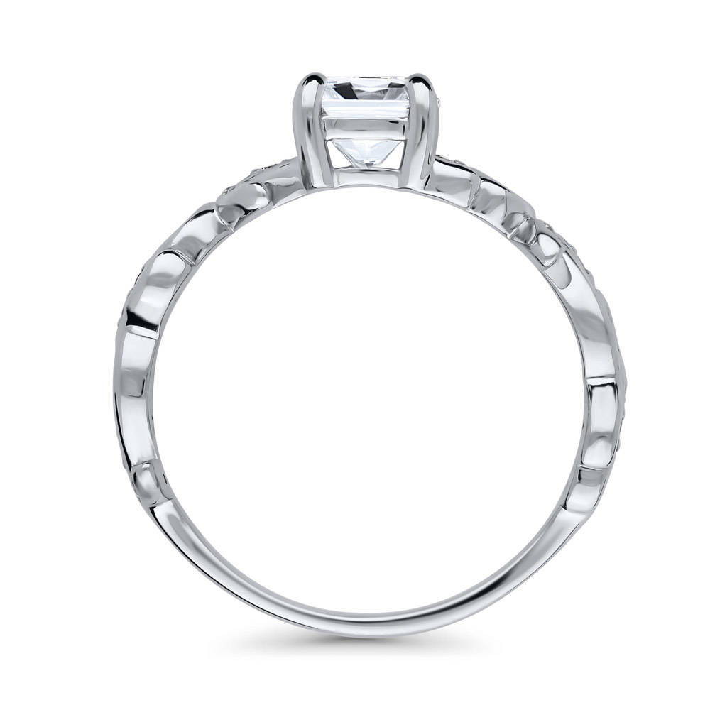 Alternate view of Solitaire Leaf Filigree 0.8ct CZ Ring in Sterling Silver, 6 of 7