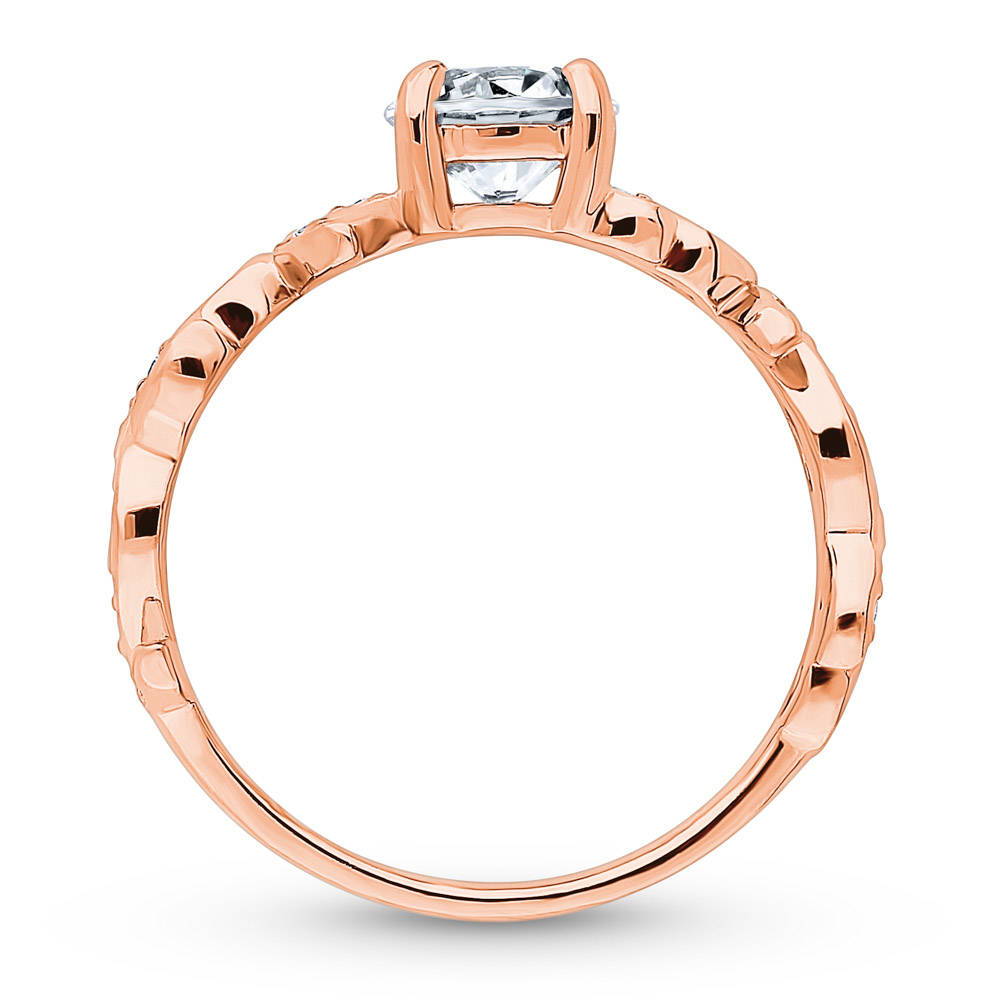 Alternate view of Solitaire Filigree CZ Ring in Rose Gold Plated Sterling Silver, 7 of 8