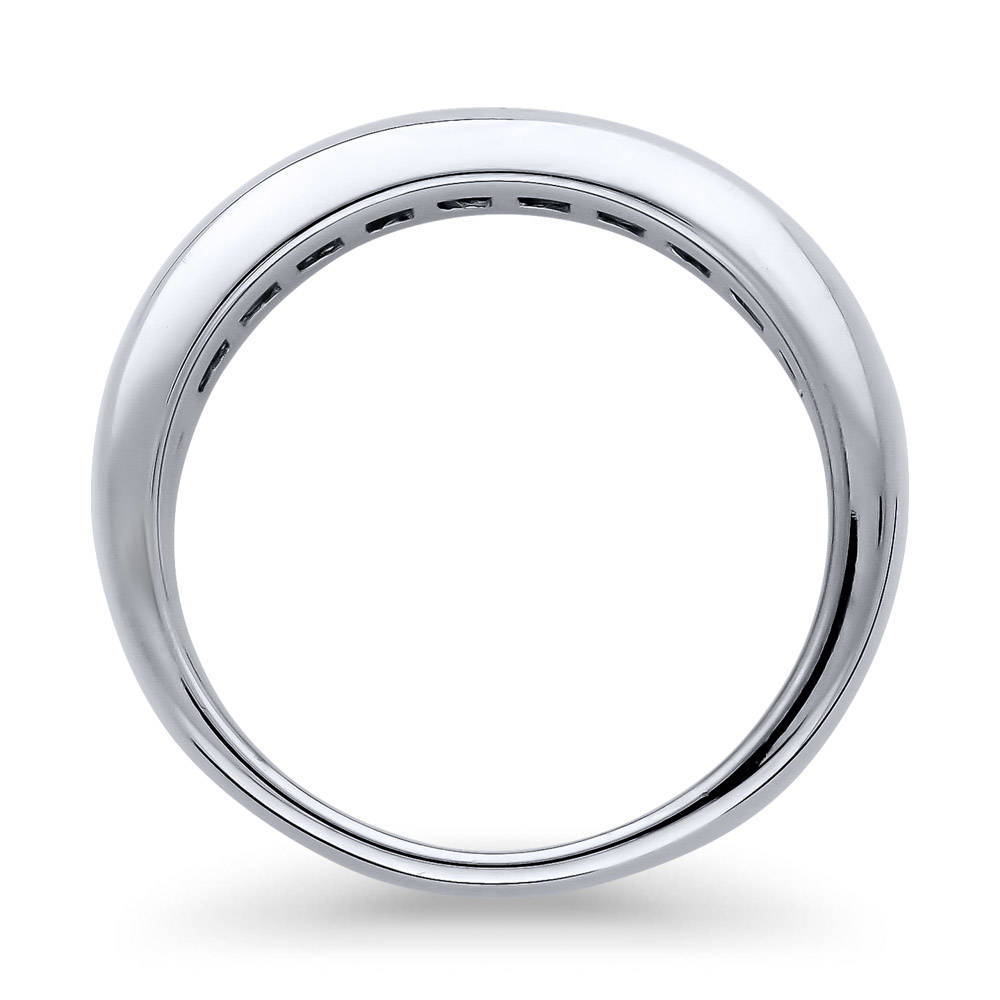 Channel Set Princess CZ Half Eternity Ring in Sterling Silver