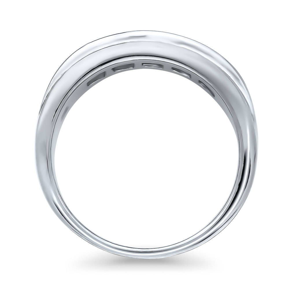 Angle view of 5-Stone Channel Set Princess CZ Half Eternity Ring in Sterling Silver