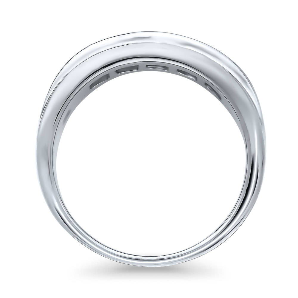 Alternate view of 5-Stone Channel Set Princess CZ Half Eternity Ring in Sterling Silver, 4 of 5
