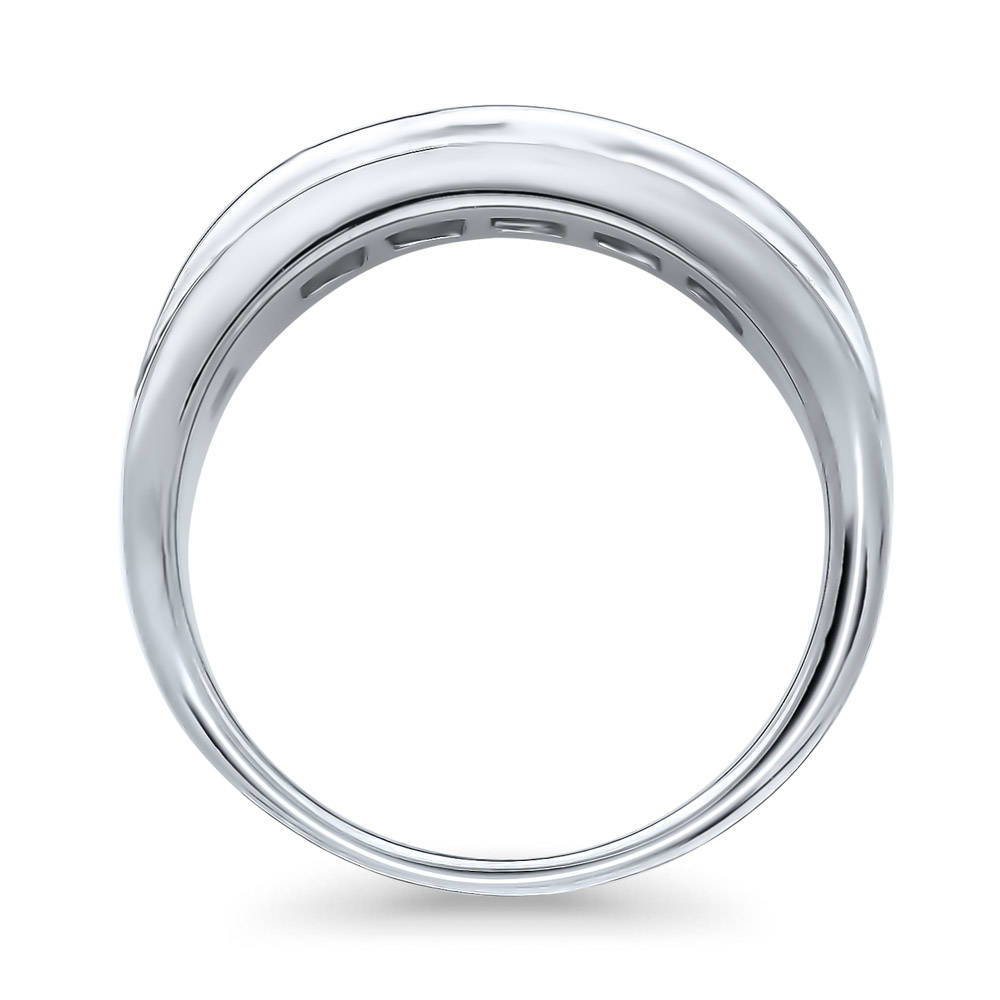 Alternate view of 5-Stone Channel Princess CZ Eternity Ring in Sterling Silver, 5 of 6