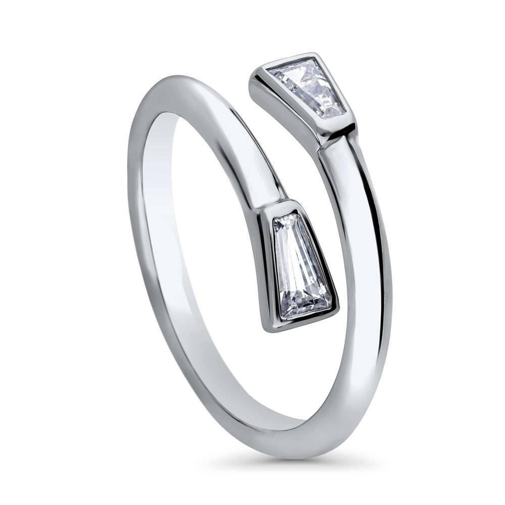 Front view of Bypass Wrap CZ Ring in Sterling Silver, 3 of 6