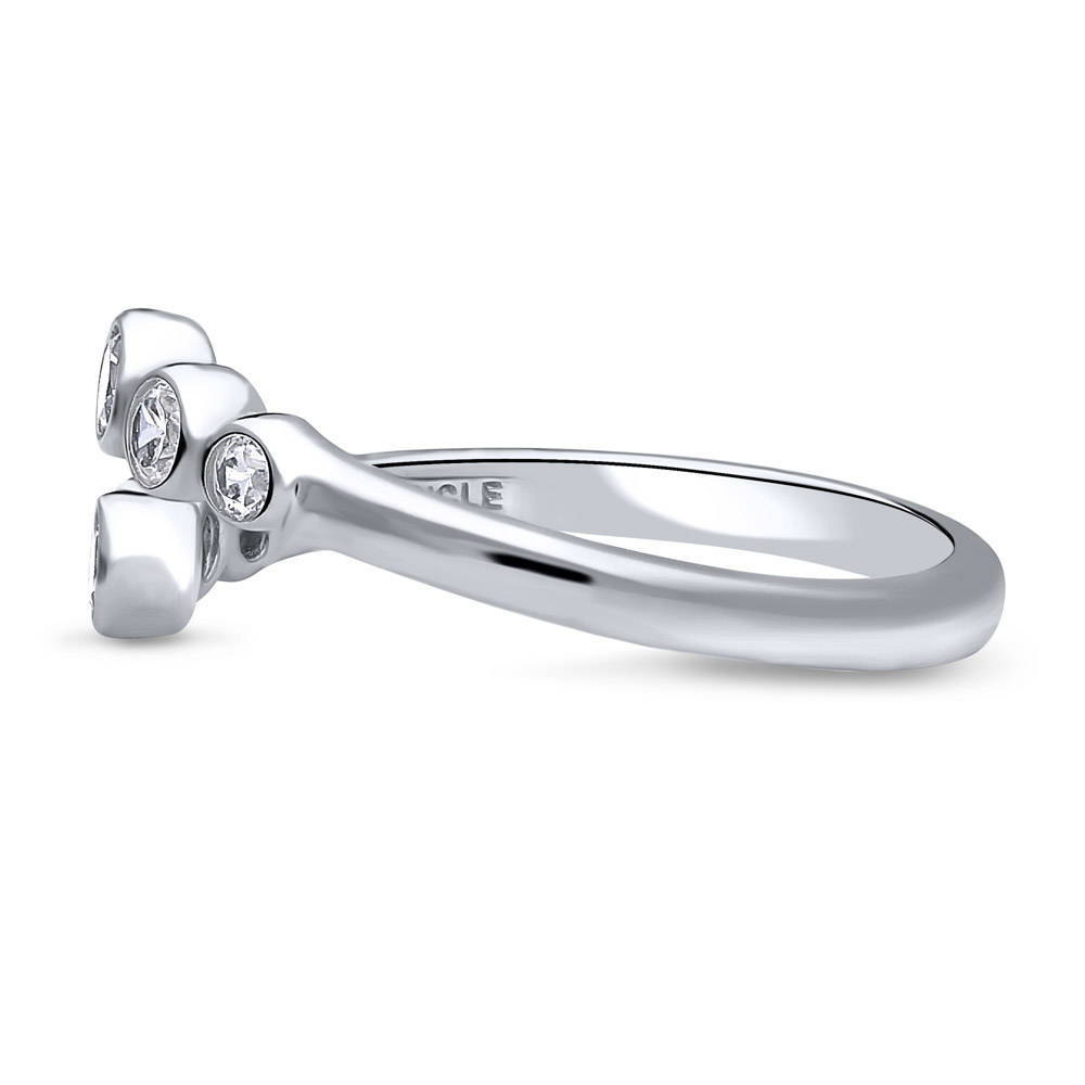 Angle view of Bypass Wrap CZ Ring in Sterling Silver, 4 of 6