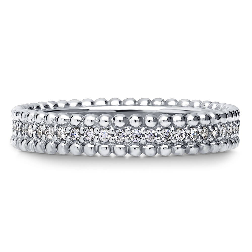 Bead Pave Set CZ Eternity Ring in Sterling Silver, 1 of 6