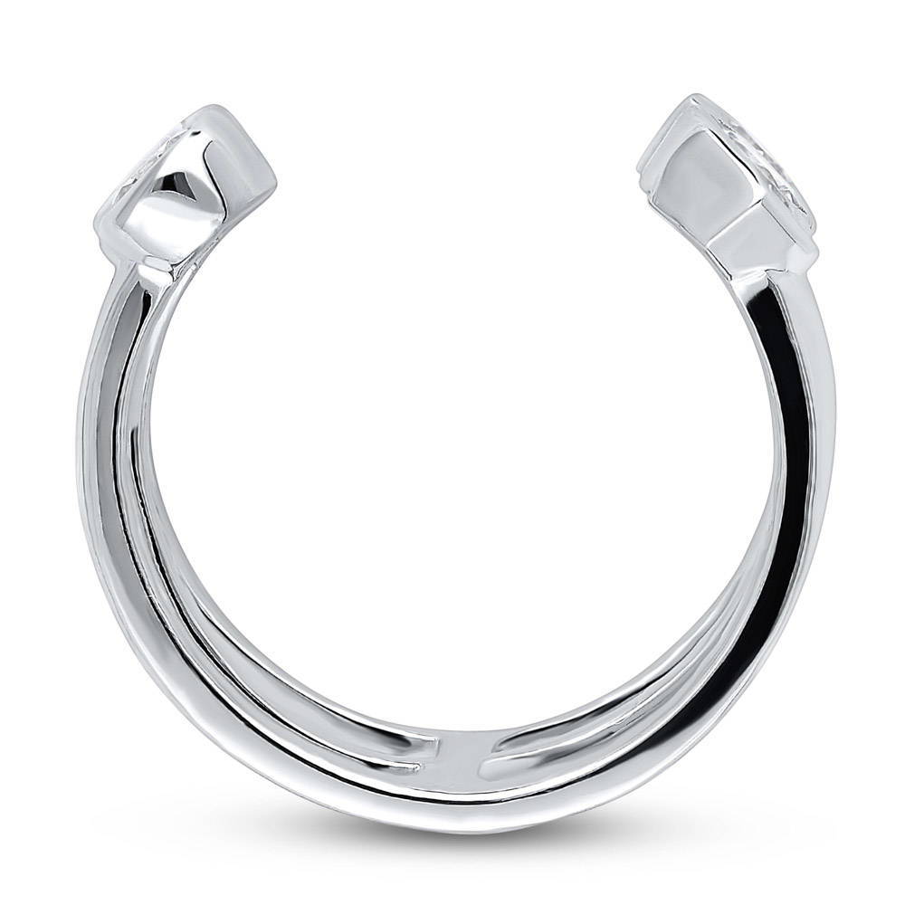 Angle view of Open Bar CZ Statement Ring in Sterling Silver