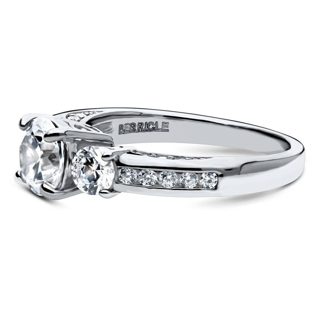 3-Stone 1ct CZ Ring in Sterling Silver