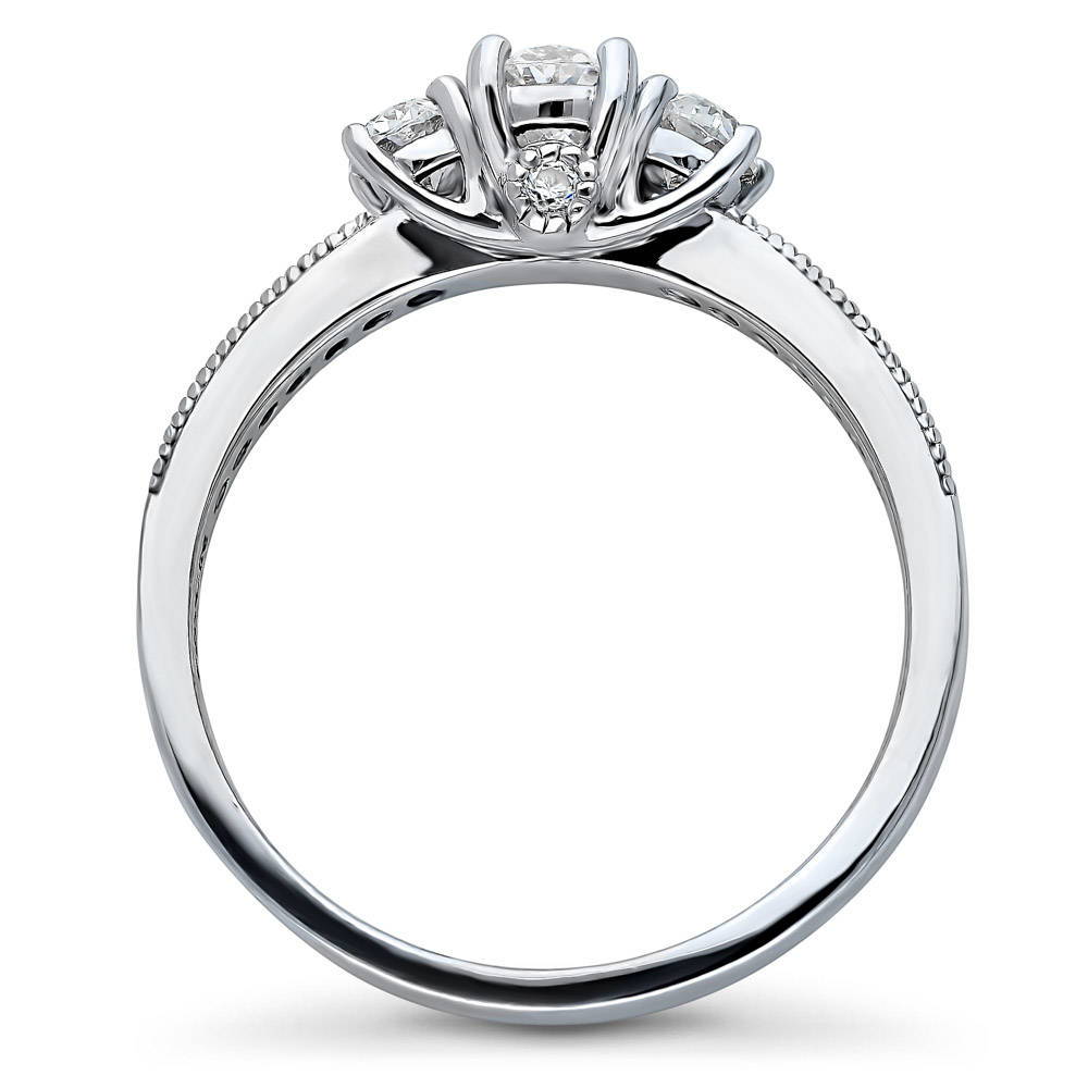 Alternate view of 3-Stone Oval CZ Ring in Sterling Silver, 5 of 6