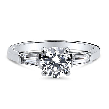 Solitaire 1ct Round CZ Ring in Sterling Silver