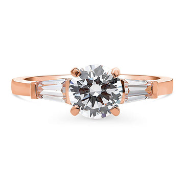 Solitaire 1ct Round CZ Ring in Rose Gold Plated Sterling Silver