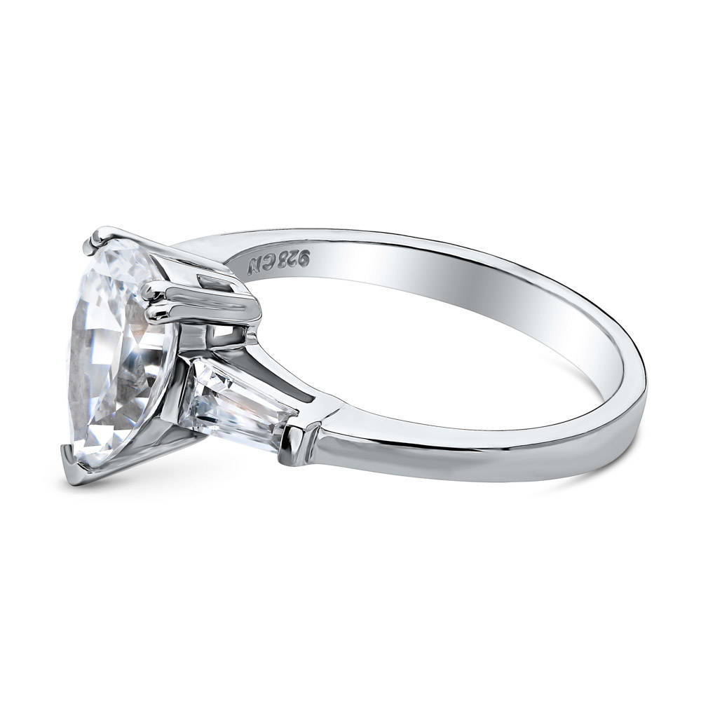 Angle view of Solitaire 1.8ct Pear CZ Ring in Sterling Silver, 5 of 9