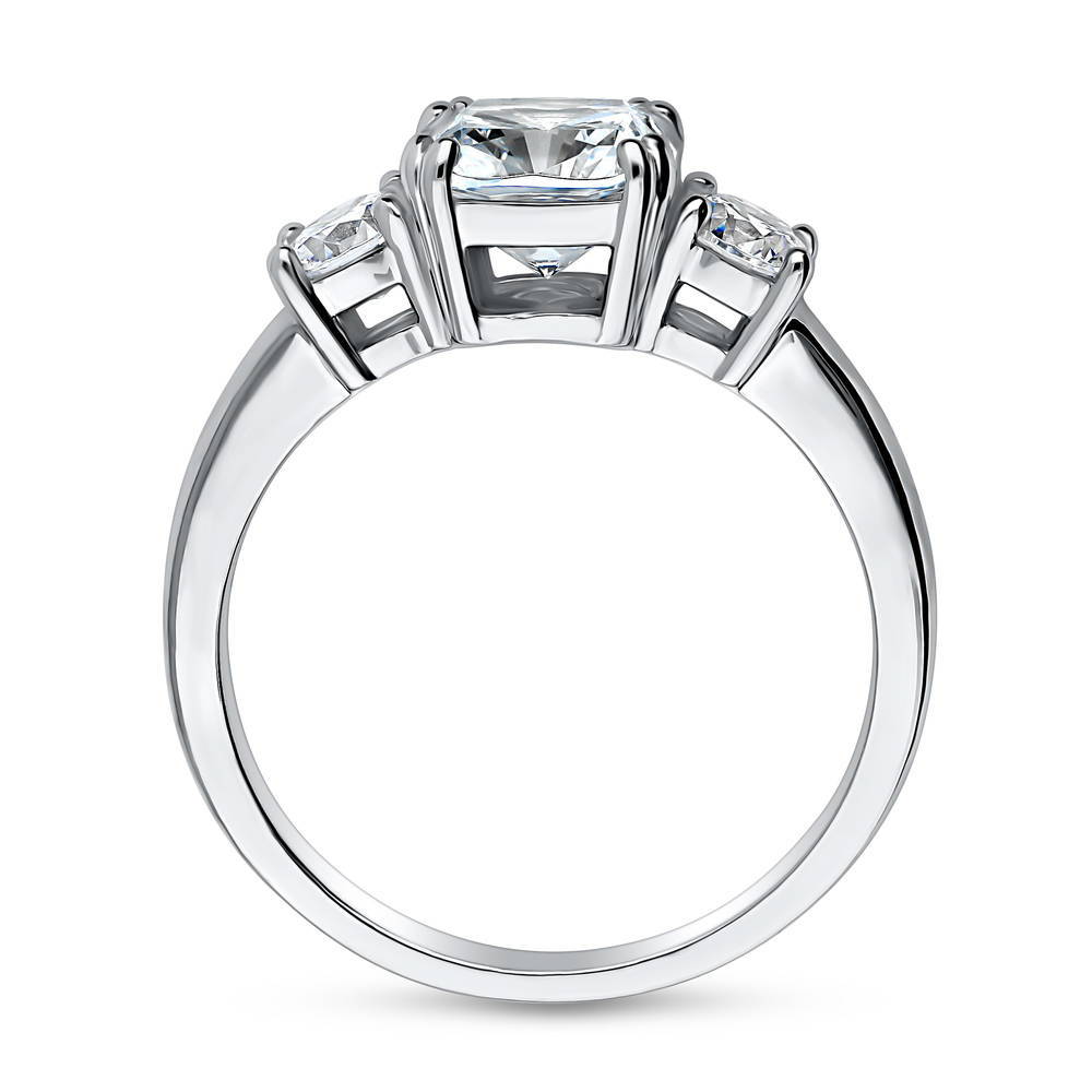 Alternate view of 3-Stone Cushion CZ Ring in Sterling Silver, 6 of 12