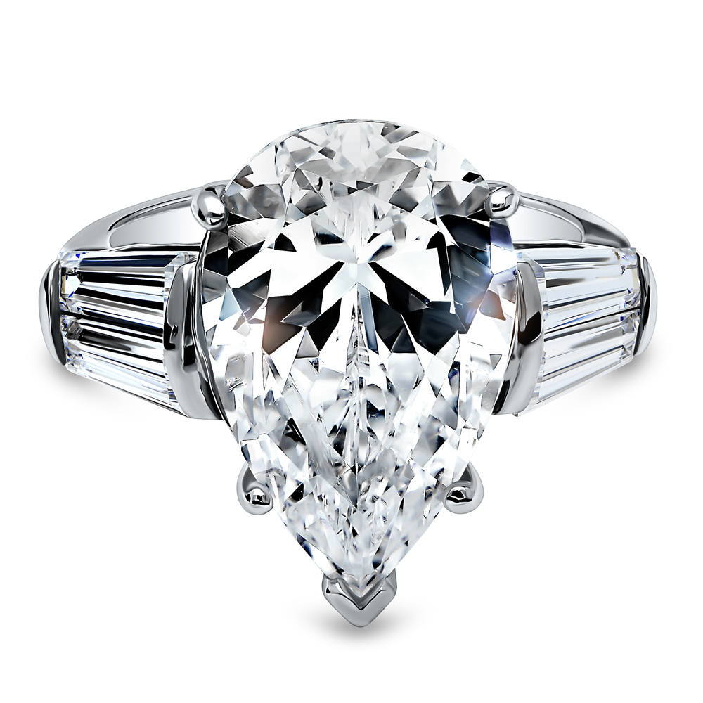 3-Stone Pear CZ Statement Ring in Sterling Silver, 1 of 9