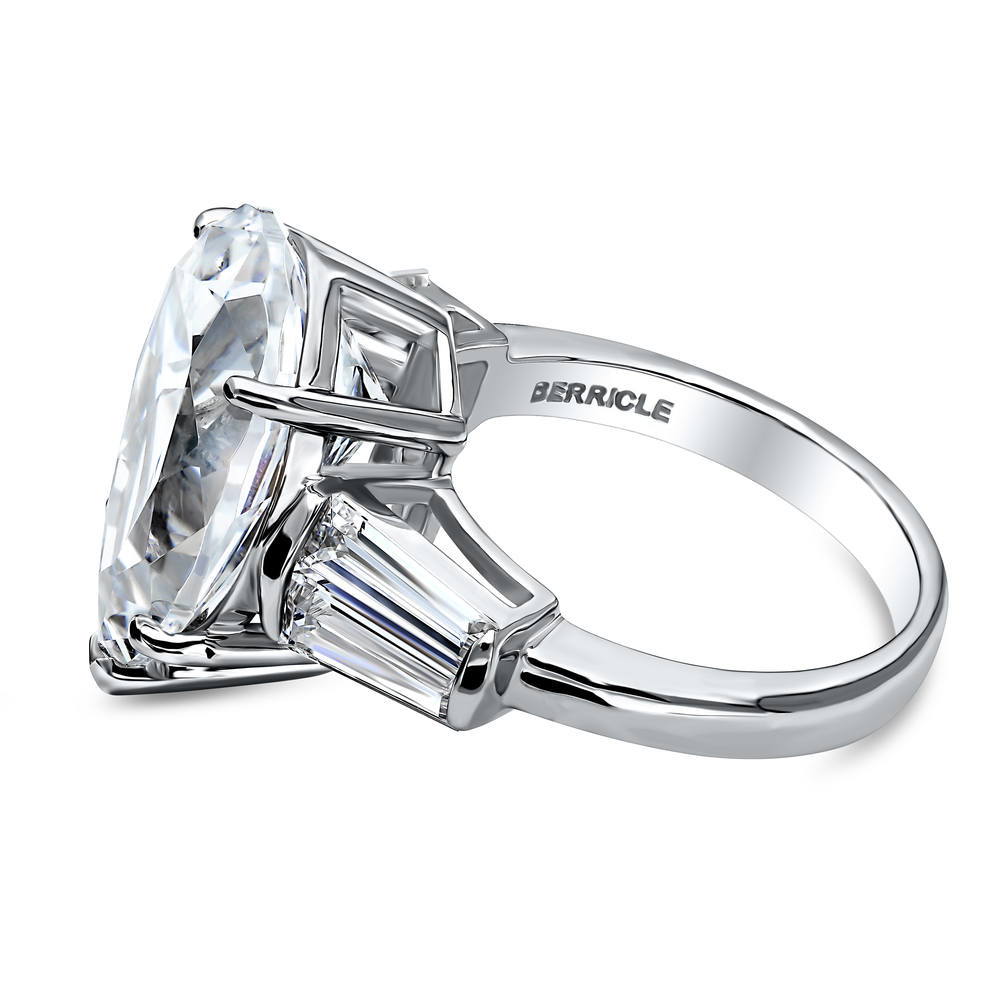 Angle view of 3-Stone Pear CZ Statement Ring in Sterling Silver, 4 of 8