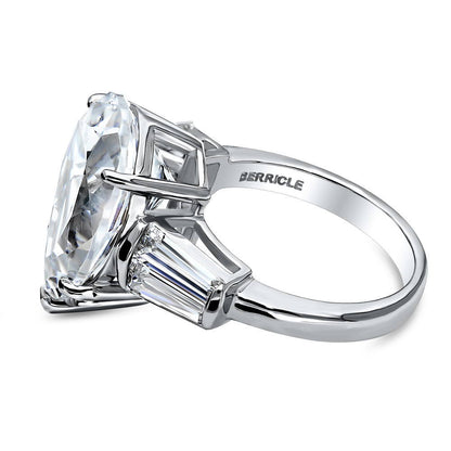 3-Stone 8ct Pear CZ Ring in Sterling Silver
