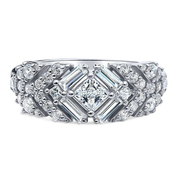 Bar Art Deco CZ Ring in Sterling Silver