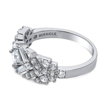 Bar Art Deco CZ Ring in Sterling Silver