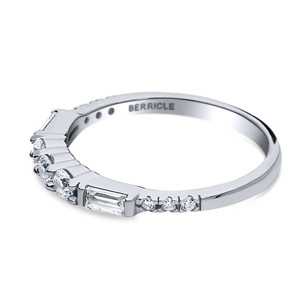 Angle view of Art Deco Pave CZ Eternity Ring in Sterling Silver, 5 of 8