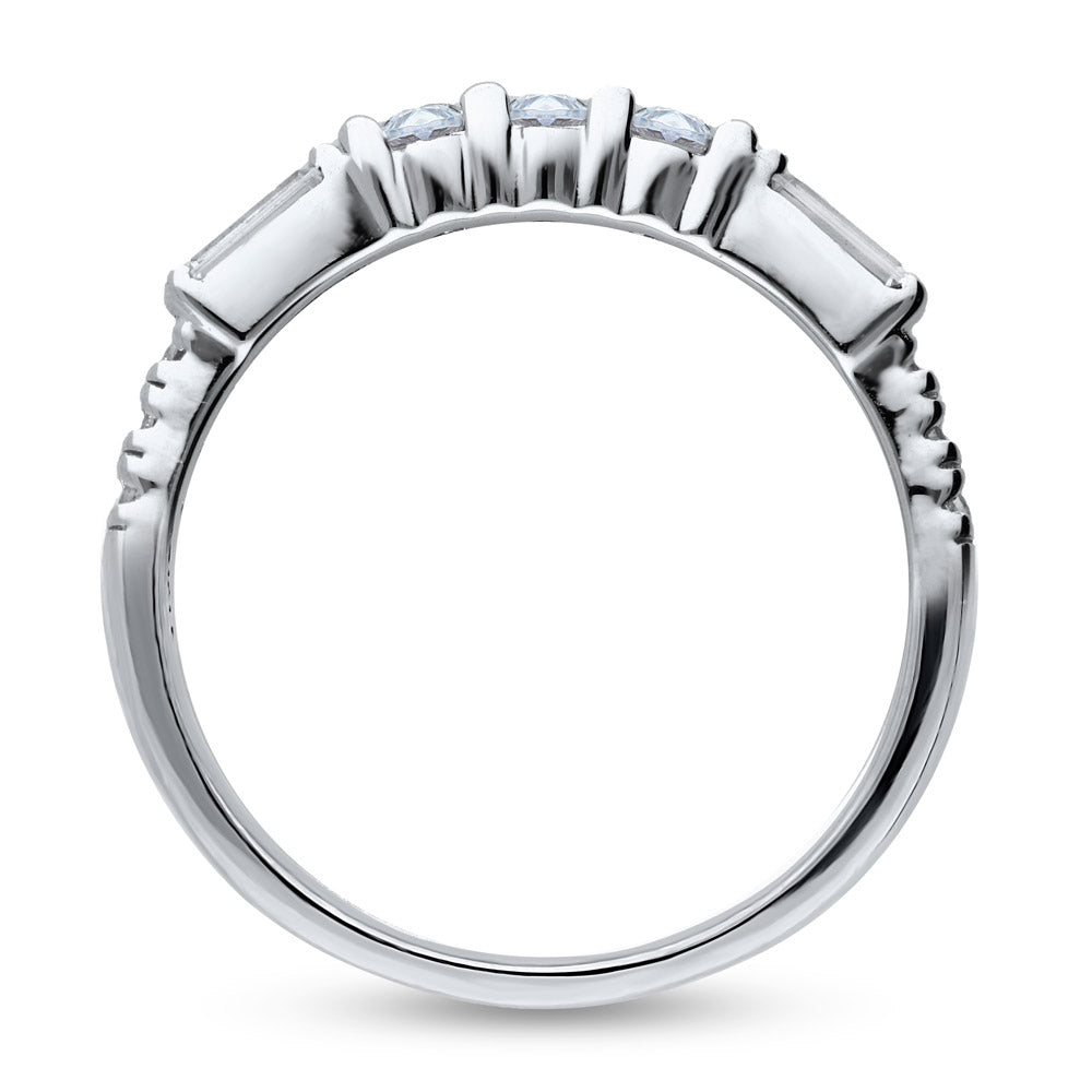 Art Deco Pave Set CZ Half Eternity Ring in Sterling Silver