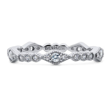 Art Deco Pave Set CZ Eternity Ring in Sterling Silver