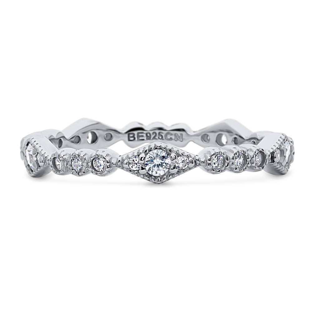 Art Deco Pave CZ Eternity Ring in Sterling Silver
