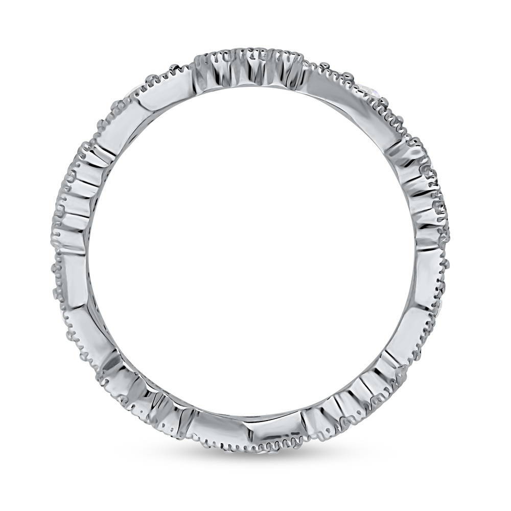 Angle view of Art Deco Pave CZ Eternity Ring in Sterling Silver, 4 of 5