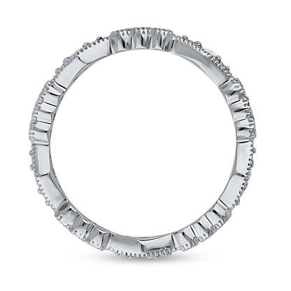 Art Deco Pave CZ Eternity Ring in Sterling Silver