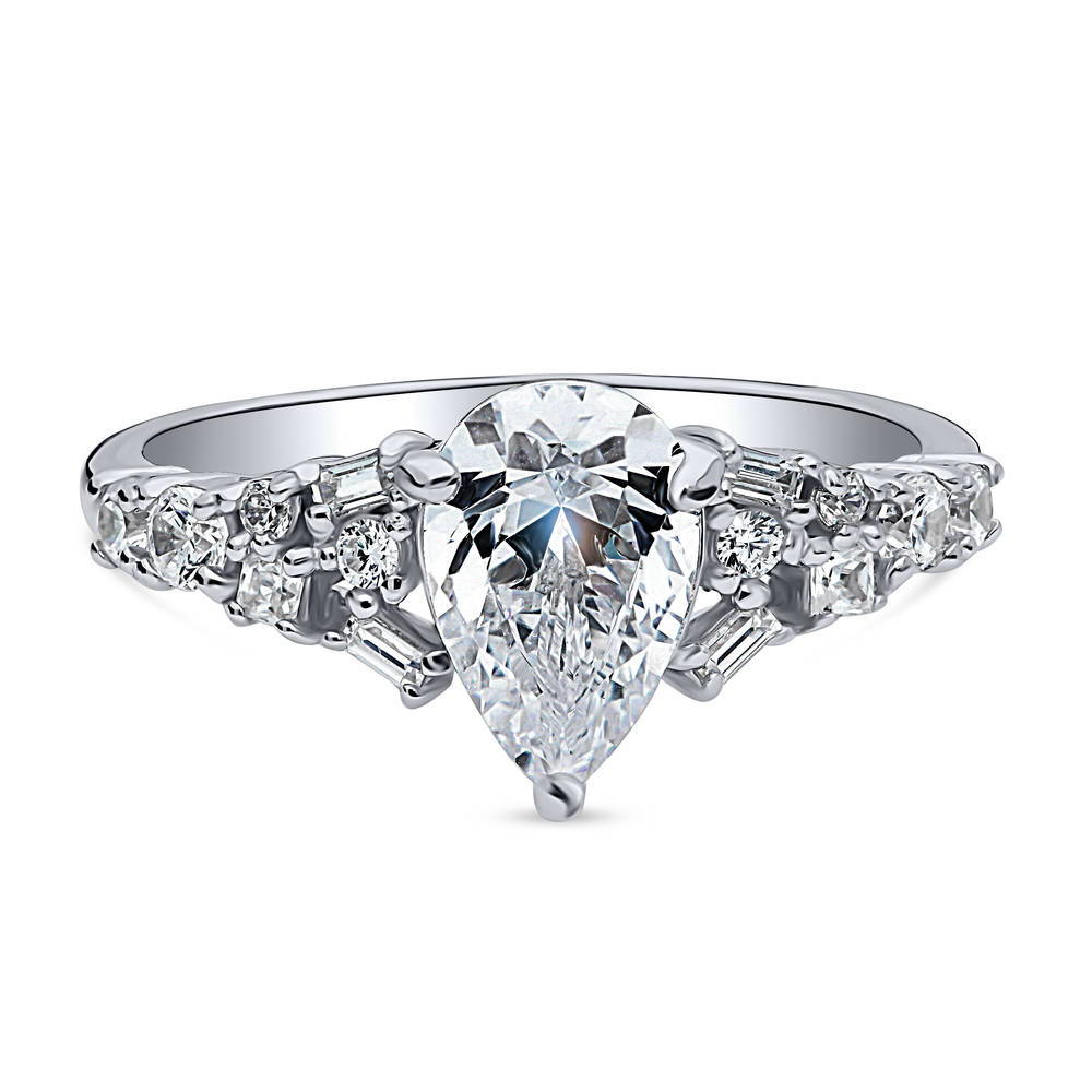 Solitaire 1.3ct Pear CZ Ring in Sterling Silver
