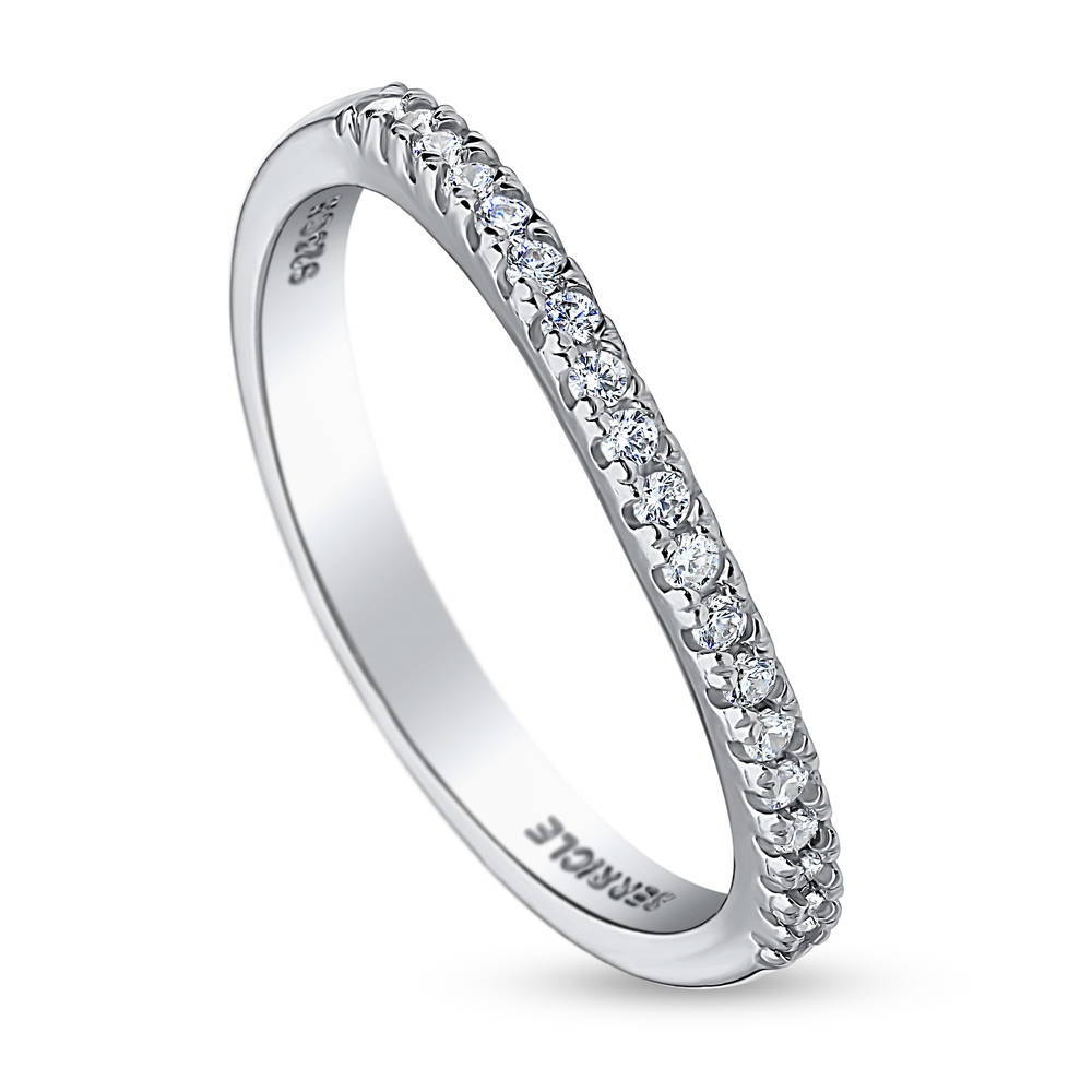 CZ Curved Half Eternity Ring in Sterling Silver