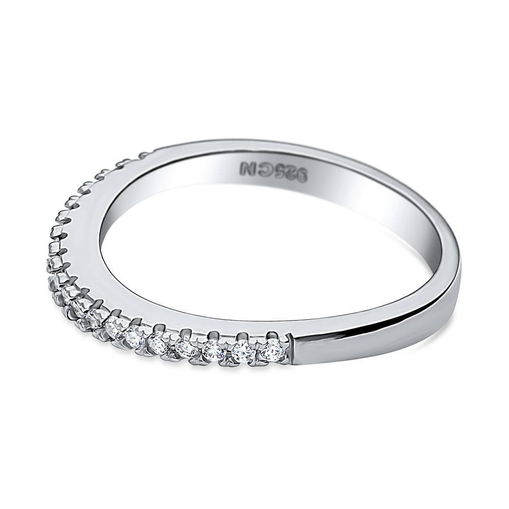 CZ Curved Half Eternity Ring in Sterling Silver