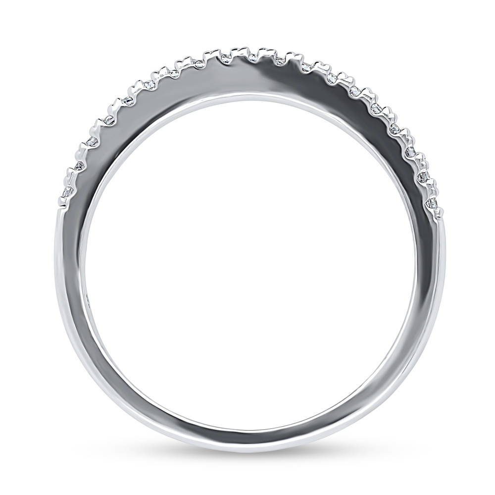 CZ Curved Half Eternity Ring in Sterling Silver