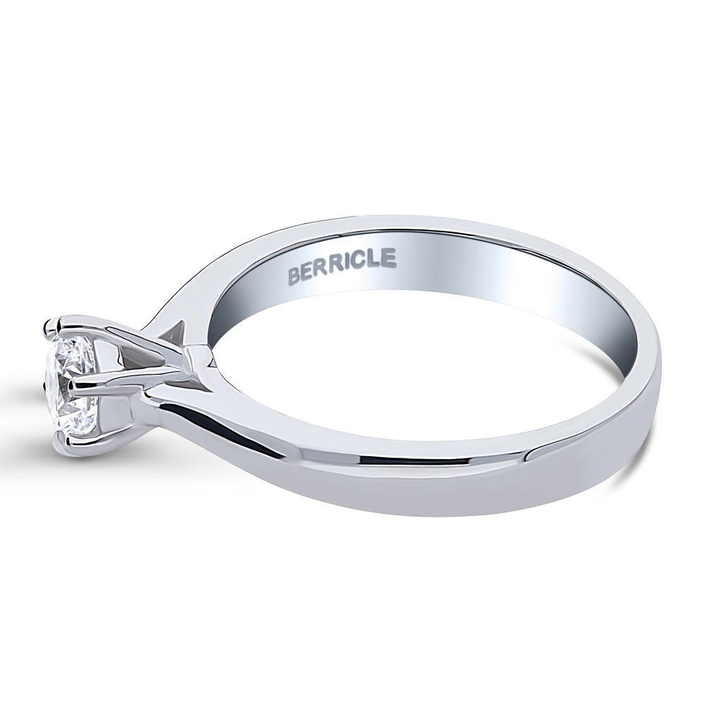 Angle view of Solitaire 0.45ct Round CZ Ring in Sterling Silver, 5 of 13