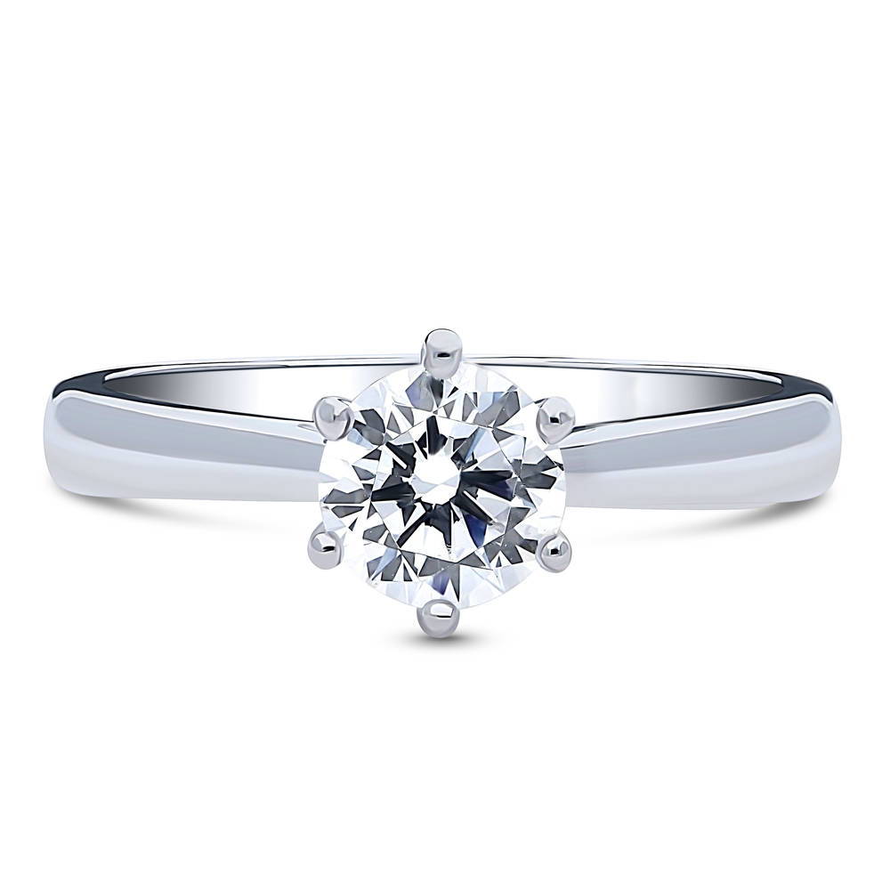 Solitaire 1ct CZ Ring in Sterling Silver, 1 of 9