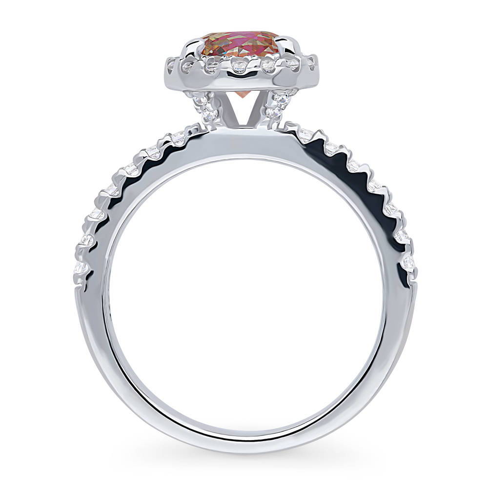 Alternate view of Halo Kaleidoscope Red Orange CZ Ring in Sterling Silver, 8 of 9