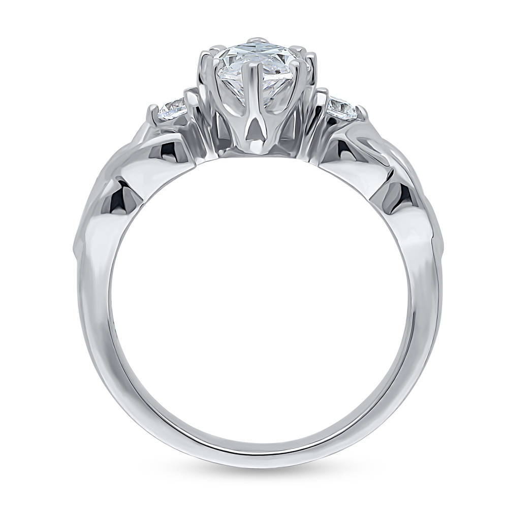 Celtic Knot 3-Stone 1.6ct CZ Ring in Sterling Silver